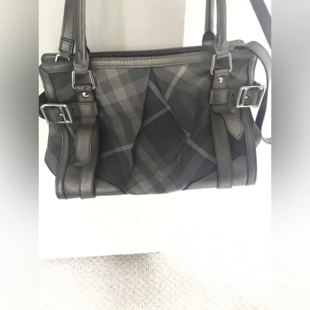Authentic BURBERRY Gray Shimmer Check “Pilgrim” Satchel Crossbody - EUC
